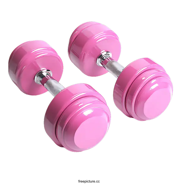 [Transparent Background PNG]Pair of Pink Dumbbells on White Background