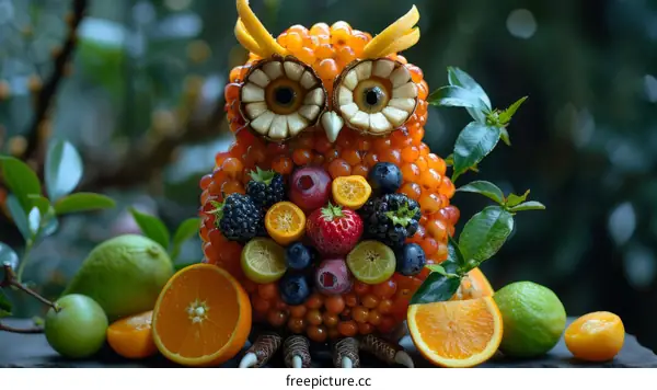 A Fruitful Owl Sculpture