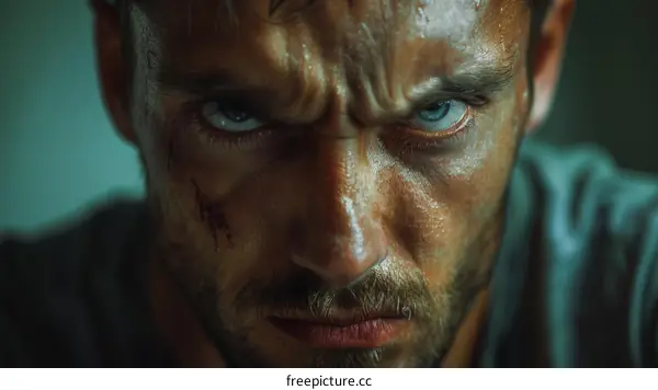 Close-up Portrait of a Man with Intense Expression