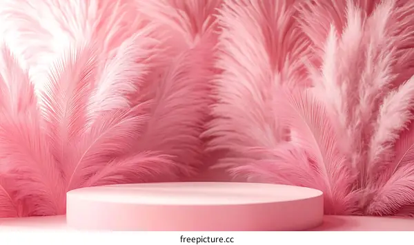 Pink Feather Display Podium