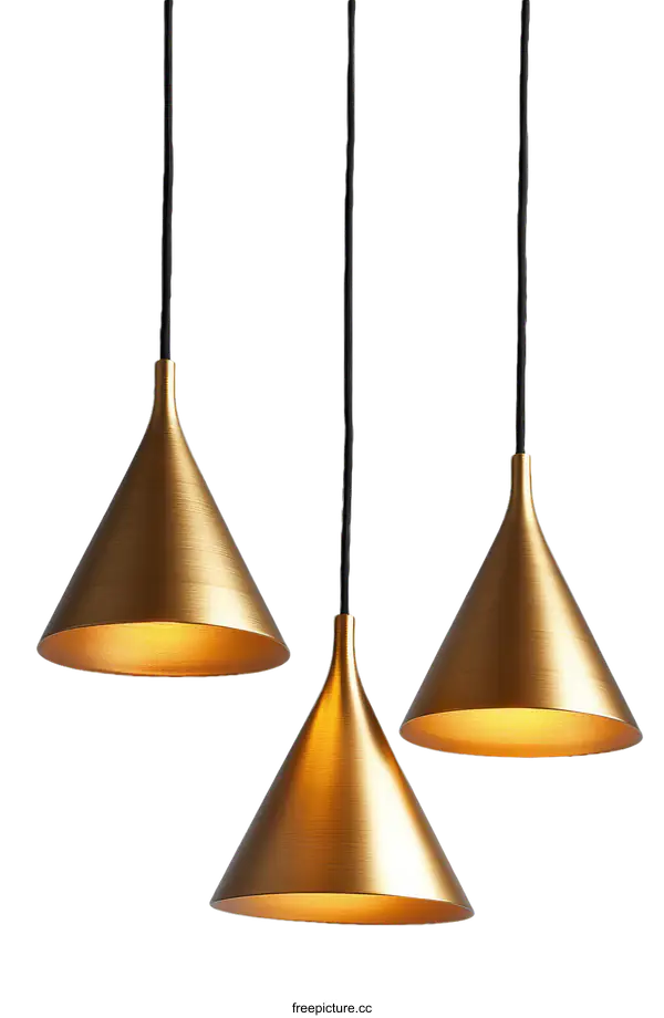 [Transparent Background PNG]Modern Brushed Gold Pendant Lights