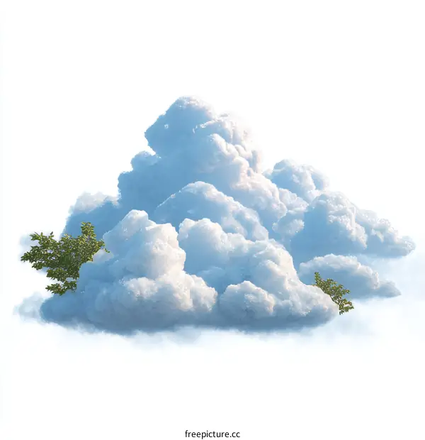 Fluffy Cloudscape with a Small Tree
