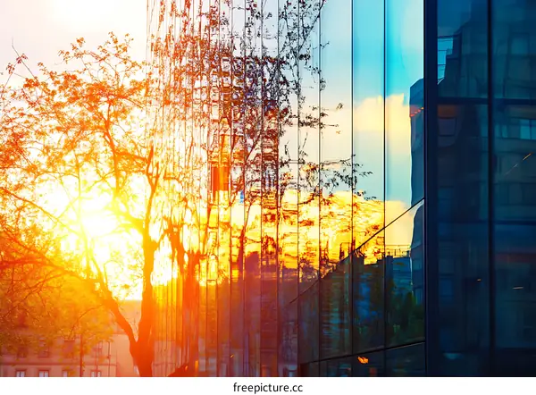 Sunset Reflection in Modern Building Glass