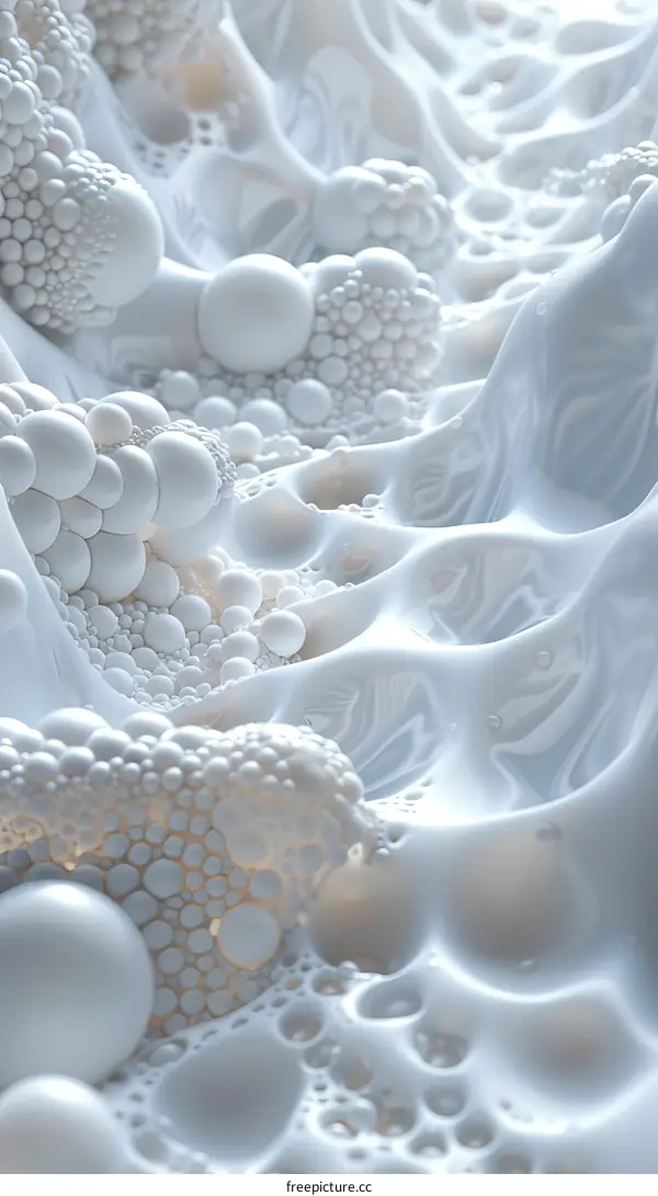 Abstract White Geometric Forms and Bubbles