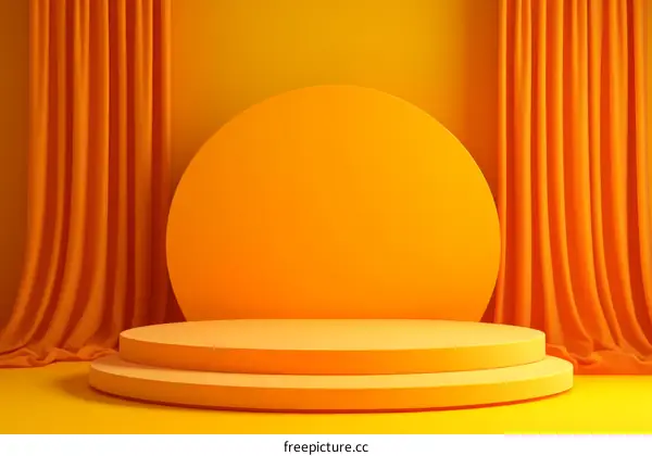 Orange Stage with Geometric Shapes