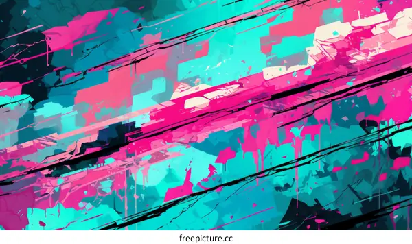 Colorful abstract painting with bright splashes of paint