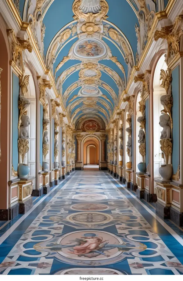 ornate hallway with statues