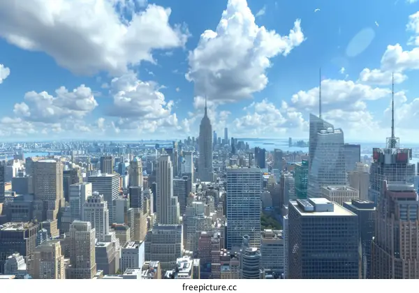 New York City Skyline and Blue Sky
