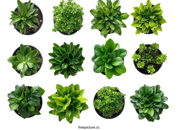 [Transparent Background PNG]Collection of Potted Plants in Various Shapes