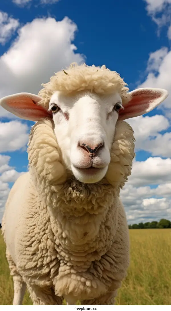 A close-up portrait of a sheep