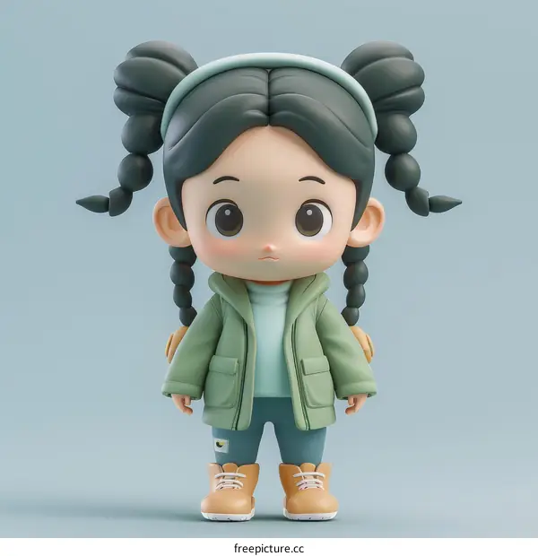 Cute Cartoon Girl in Winter Outfit