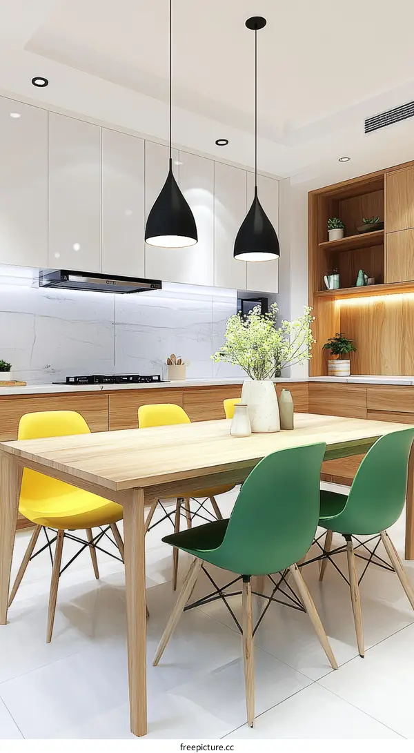 Modern Kitchen Dining Area with Stylish Chairs