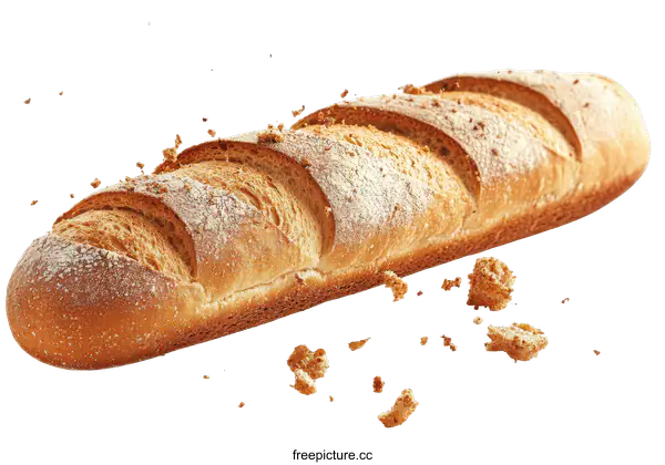 [Transparent Background PNG]Freshly Baked Baguette with Crumbs