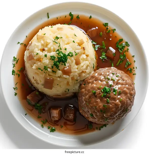 Meatball with Rice and Gravy