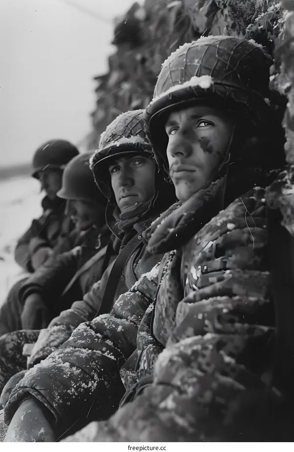American soldiers during the Battle of the Bulge, 1944.