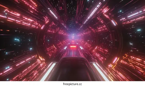 Futuristic Neon Tunnel Abstract Illustration