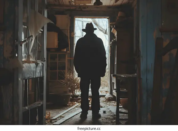 Man standing in a doorway looking out