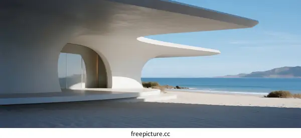 Modern Architectural Structure by the Seaside with Curved Design