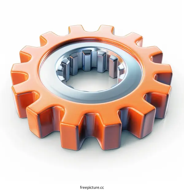 3D illustration of an orange gear