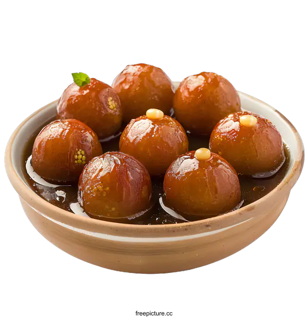 [Transparent Background PNG]Bowl of Gulab Jamun, an Indian Sweet