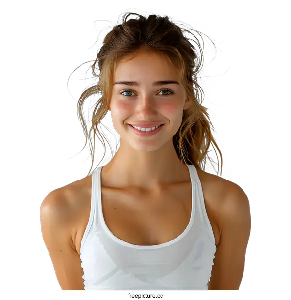 [Transparent Background PNG]Portrait of a young woman with freckles