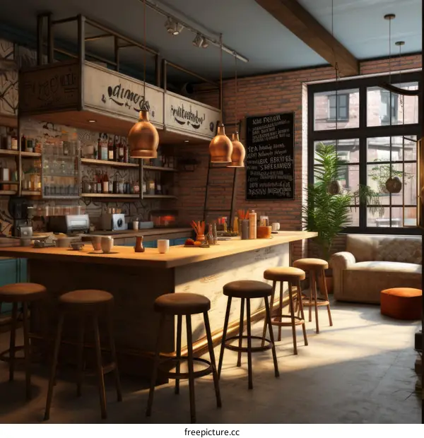 Retro Modern Industrial Style Restaurant Interior Design