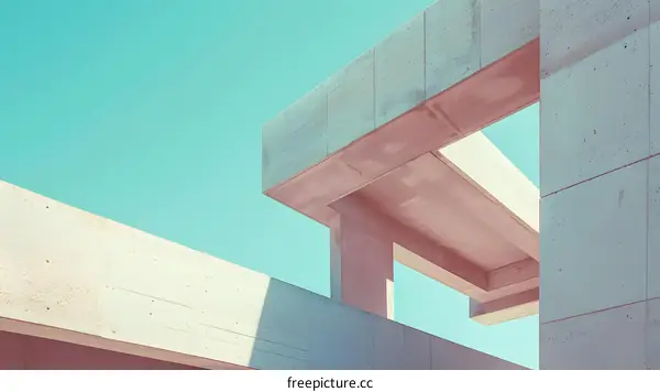 Minimalist Concrete Architecture Design with Blue Sky