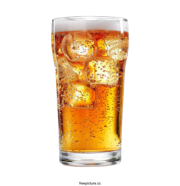 [Transparent Background PNG]A glass of draft beer with ice cubes