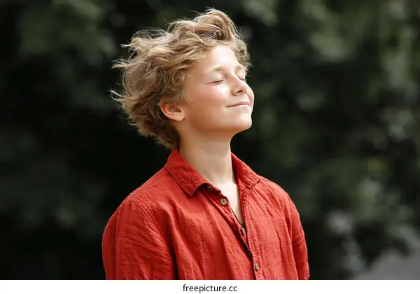 Young Boy Outdoors Enjoying Nature