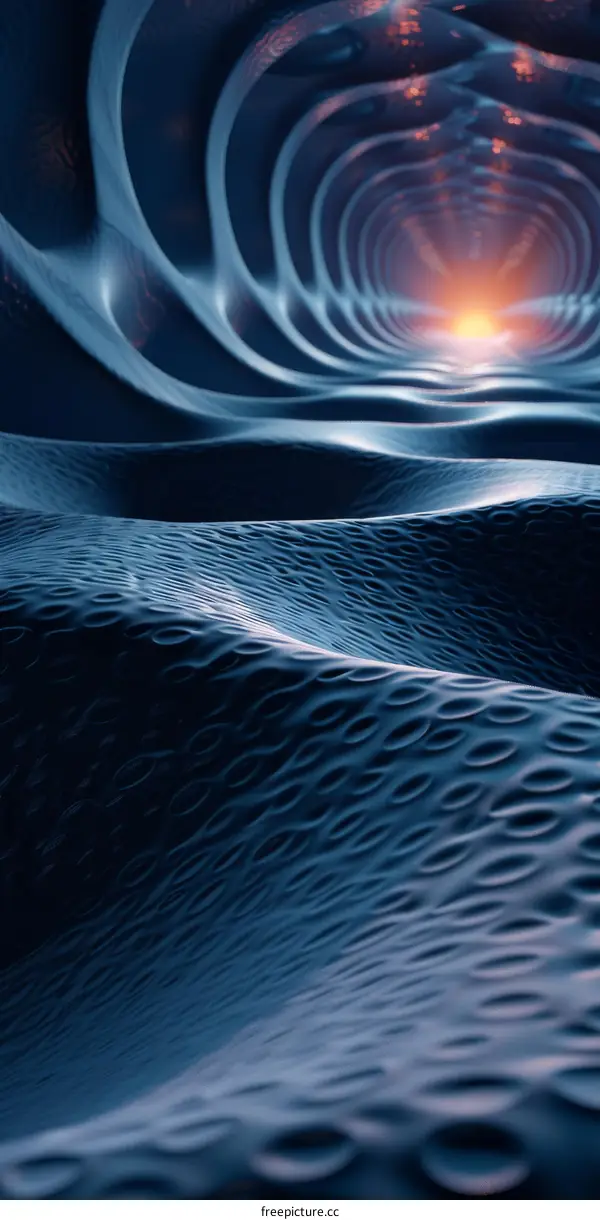 Abstract Futuristic Tunnel in Blue and Orange