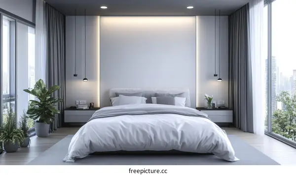 Modern Bedroom Interior Design with City View