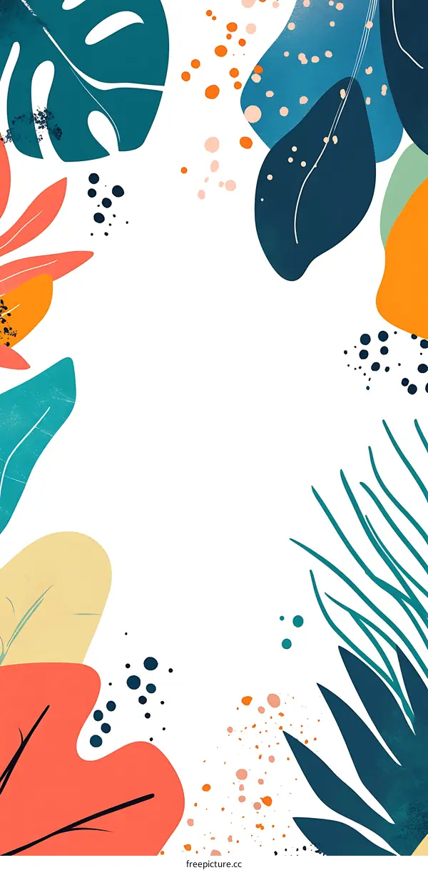 Tropical Leaves with Abstract Dots Illustration