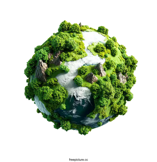 [Transparent Background PNG]Earth Globe with Lush Green Landscapes