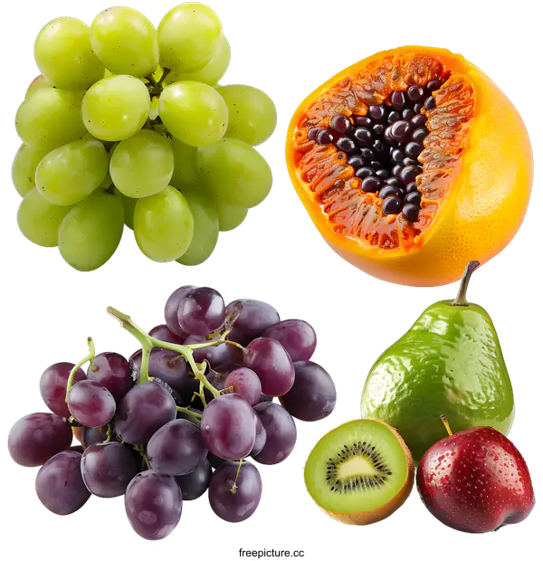 [Transparent Background PNG]Fresh Fruit Collage Isolated On White Background