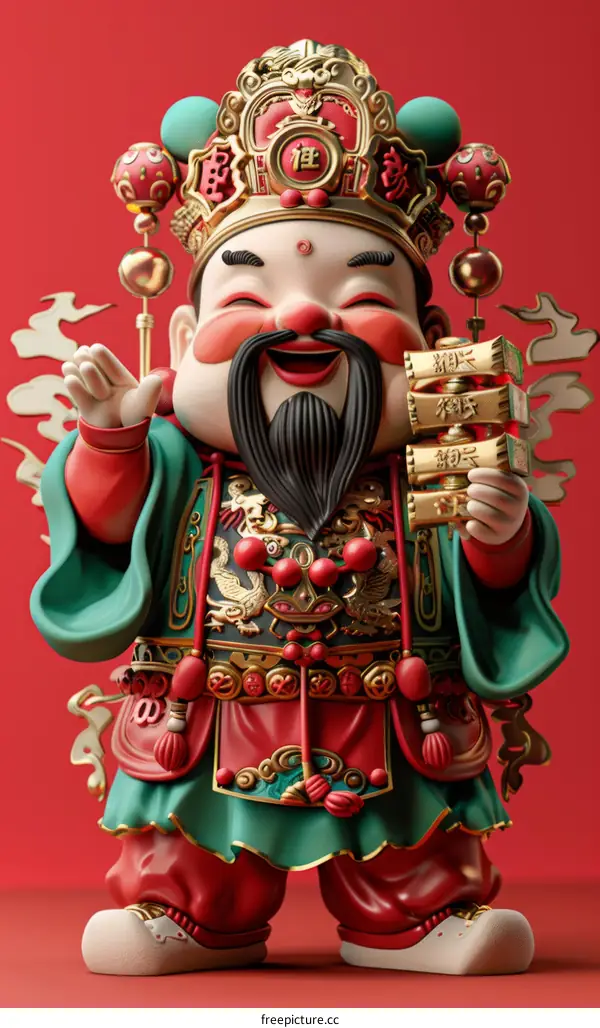 Chinese new year god of wealth caishen cartoon character