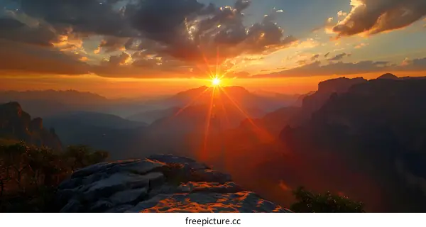 Golden Sunset over the Mountains