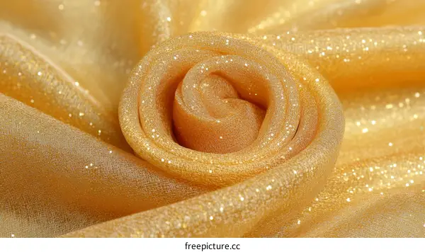 Golden Sparkling Fabric Texture Close-up