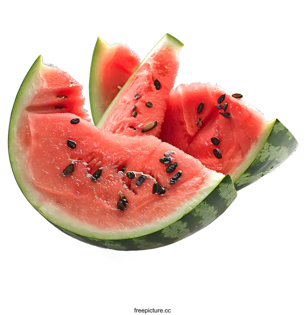 [Transparent Background PNG]Slices of Ripe Watermelon on White Background