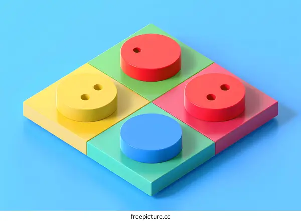 Colorful Buttons on Squares with Different Colors