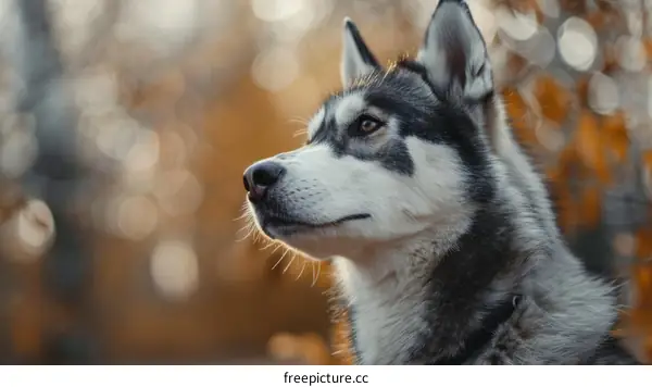 Siberian Husky Gazing Off Into the Distance