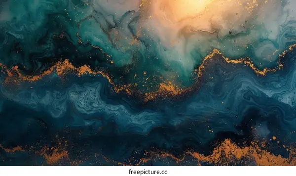 Golden and blue abstract painting