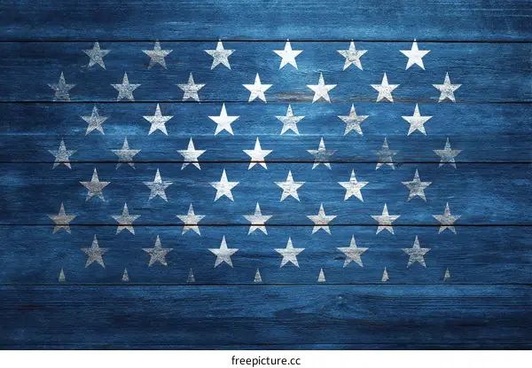 Vintage American Flag Pattern on Wooden Plank Background