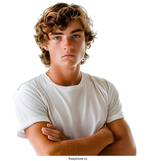 [Transparent Background PNG]Serious Young Man with Arms Crossed