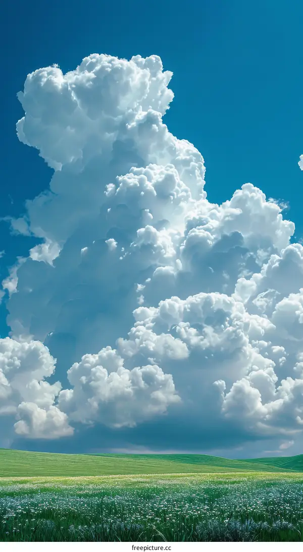 white clouds over green field