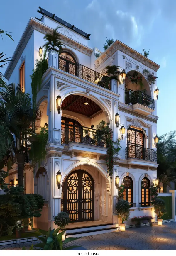 Elegant Exterior Design of a Classical Mansion