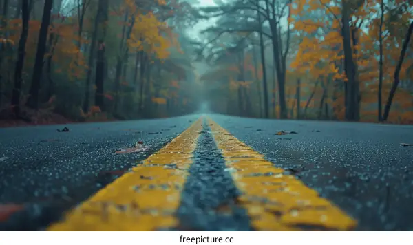 Country road through the autumn forest