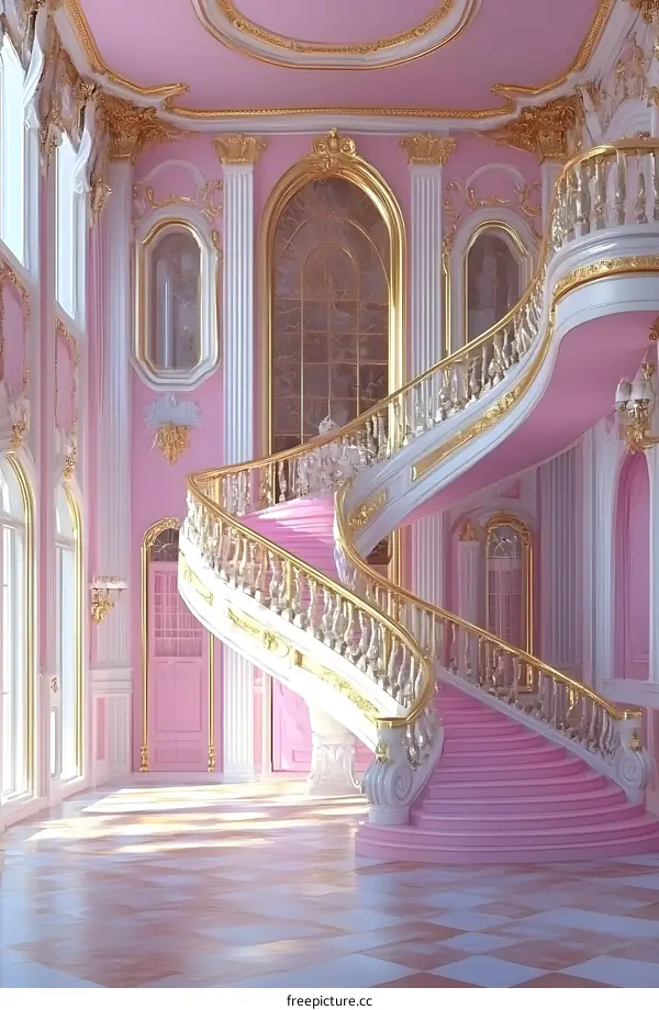 Pink and Gold Palace Staircase