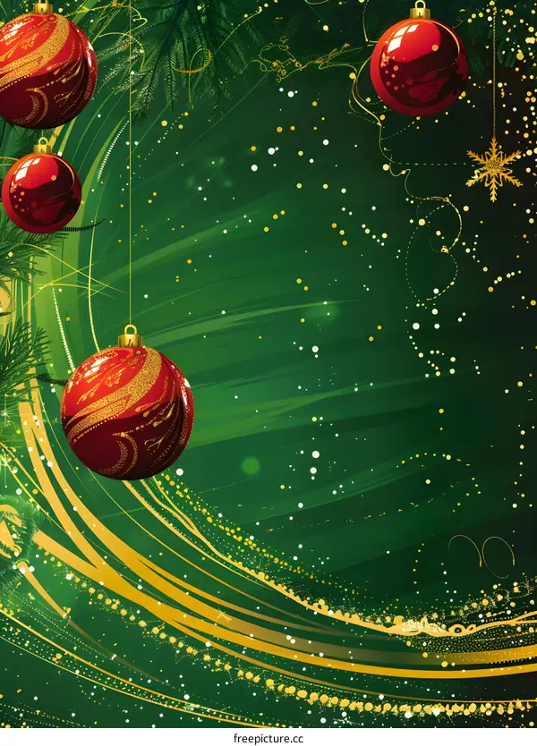 Christmas Background With Red And Gold Ornaments
