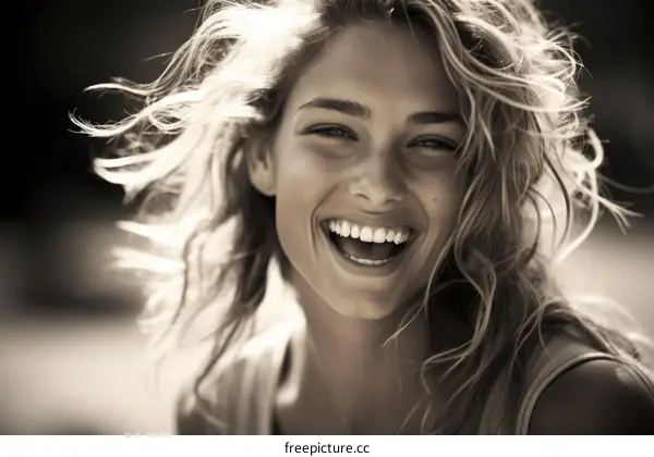 portrait of a beautiful blonde woman smiling