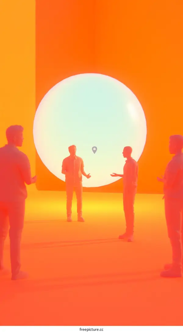 Surreal Orange Meeting Room Illustration
